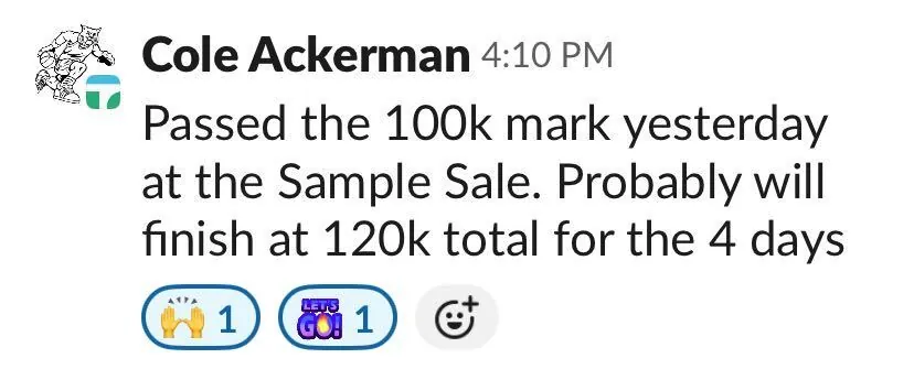 $100K in a 4-day sample sale — DTC founder
