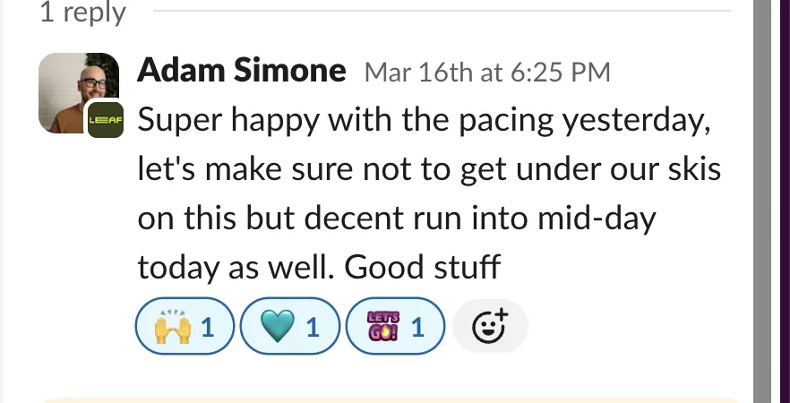 “Super happy with the pacing” — CPG founder · mid-March